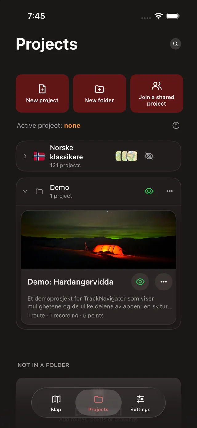 Projects: Norwegian classics, the Demo folder with the project Demo: Hardangervidda