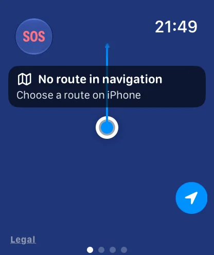 The watch: the map around you, «No route in navigation – choose a route on iPhone»